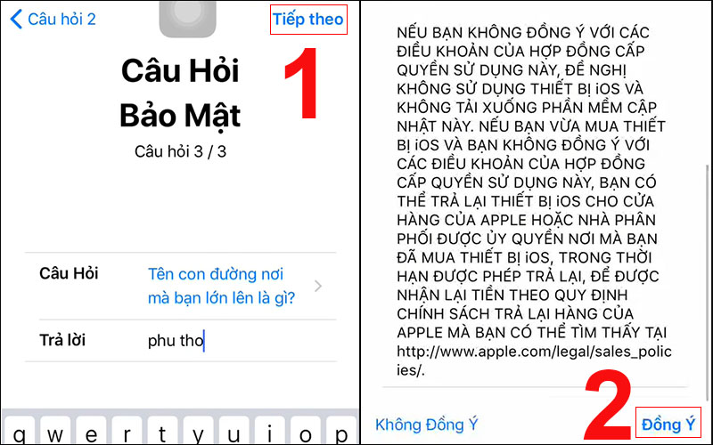 Chọn Đồng ý để xác nhận các yêu cầu của từ Apple